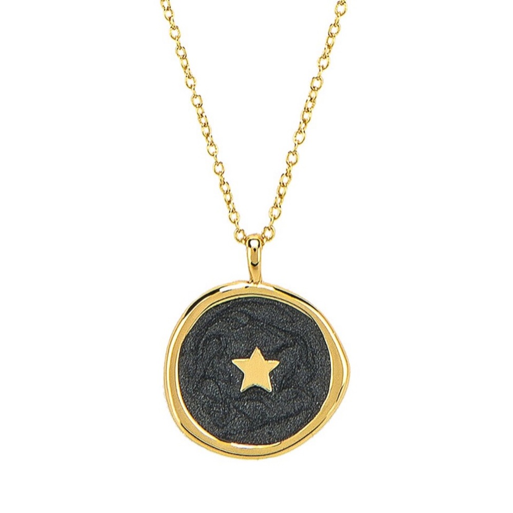 gorjana Star Coin Necklace in Black Pearlized Enamel & Gold